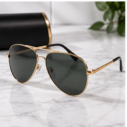 Premium gold aviator sunglasses for women